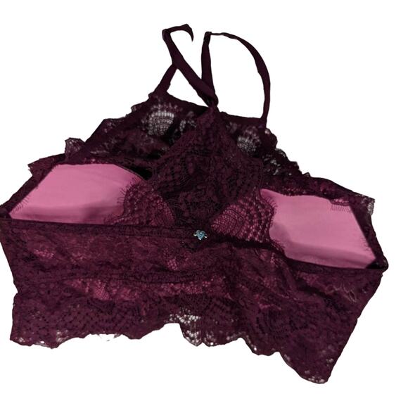 VS PINK date racerback haulter maroon push-up bra size M - Picture 3 of 4